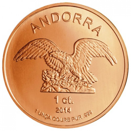 2014 * 1 Centime Diner Cuivre Andorra "Aigle"