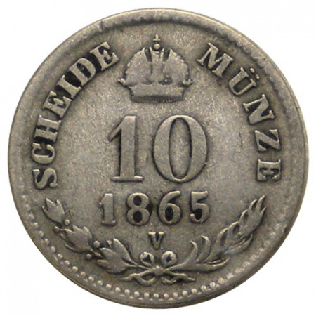 1865 V * 10 Kreuzer Argent Autriche "François-Joseph Ier - Lombardie-Vénétie, Venise" (KM 2204) TB