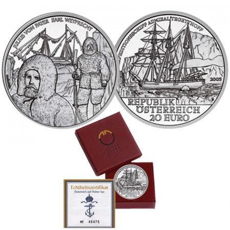 2005 * 20 Euro Argent AUTRICHE "Admiral Tegetthoff - The Polar Expedition" BE