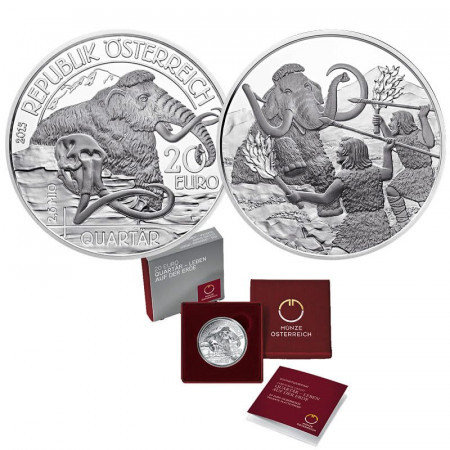 2015 * 20 Euro Argent AUTRICHE "Vie Préhistorique - QUARTAR" BE