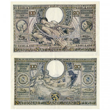 1943 * Billet Belgique 100 Francs - 20 Belgas (p112) TTB+