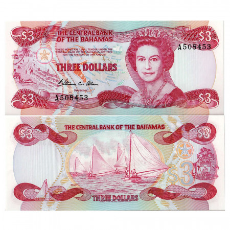 L1974 (1984) * Billet Bahamas 3 Dollars (p44a) NEUF