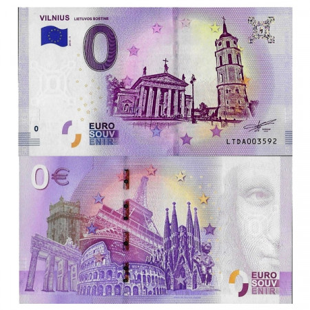 2018-1 * Billet Souvenir Lituanie Union Européenne 0 Euro "Vilnius" NEUF