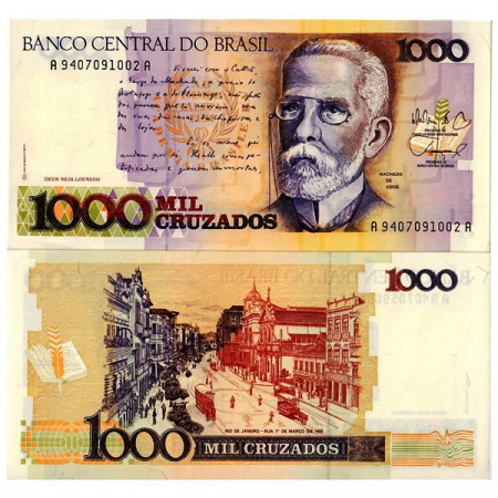 ND (1987-88) * Billet Brésil 1000 Cruzados "M de Assis" (p213) NEUF