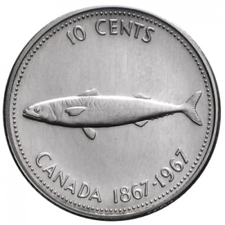 1967 * 10 Centimes Dime Argent Canada "Confédération"