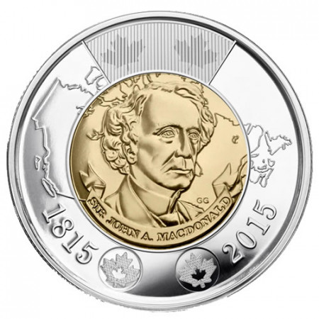 2015 * 2 Dollars Toonie Canada "Sir John A. Macdonald"