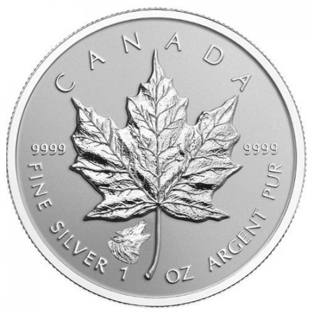 2016 * 5 Dollars Argent 1 OZ Feuille Erable Canada "Loup" Privy Mark