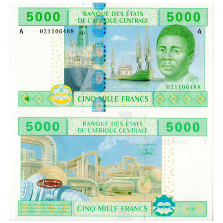 2002 A * Billet états Afrique Centrale "Gabon" 5000 francs NEUF