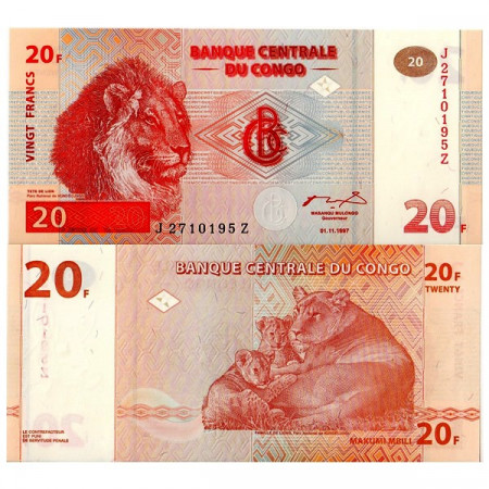 1997 * Billet Congo République Démocratique 20 Francs (p88) NEUF