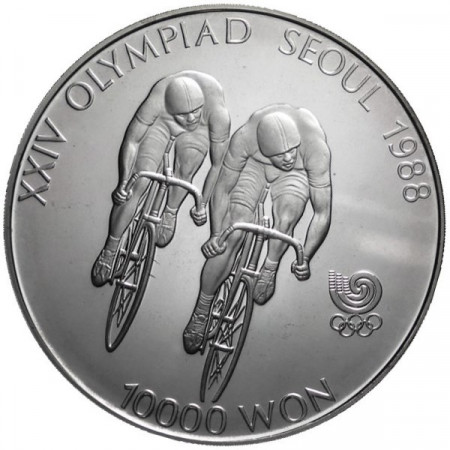 1988 * 10.000 Won Argent Corée du Sud "Jeux Olympiques Séoul - Cyclisme" (KM 76) BE