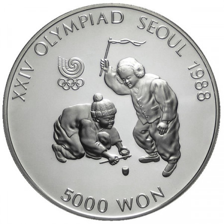 1988 * 5000 Won argent Corée du Sud - Toupie BE