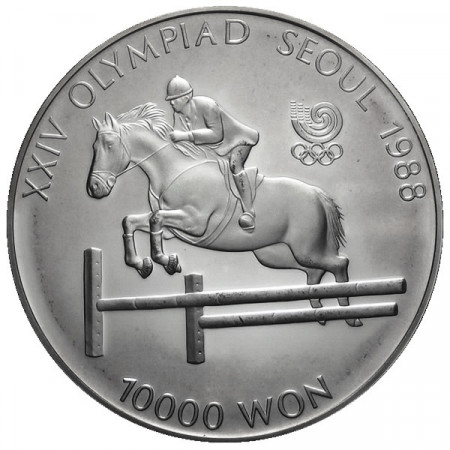 1988 * 10.000 Won Argent Corée du Sud "Jeux Olympiques Séoul - Equitation" (KM 75) BE