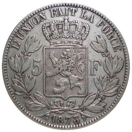 1873 * 5 Francs argent Belgique "Léopold II" Type A TTB 