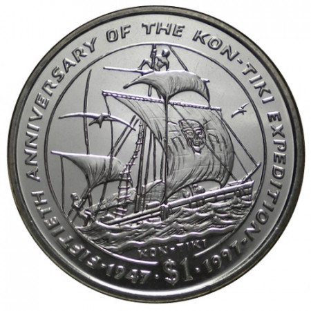 1997 * 1 Dollar Liberia "50e Expédition Kon-Tiki" (KM 320) UNC