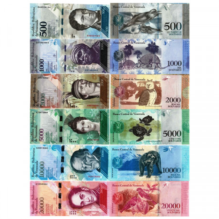 2016-2017 * Lot 6 Billets Venezuela 500-20.000 Bolivares "Animals" (pNew) NEUF