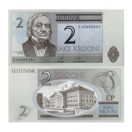 2007 * Billet Estonie 2 Krooni "KE von Baer" (p85b) NEUF