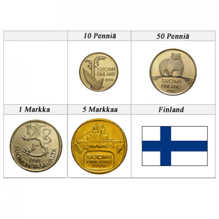 Ans Divers * Série 4 Monnaies Finlande "Markka" UNC