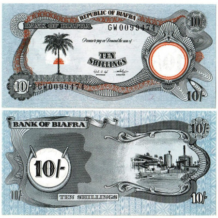 ND (1968-69) * Billet Biafra 10 Shillings "Palm Tree" (p4) NEUF