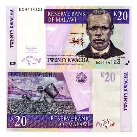 2007 * Billet Malawi 20 Kwacha "J Chilembwe" (p52c) NEUF