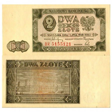 1948 * Billet Pologne 2 Zlote "Governmental Building" (p134) NEUF