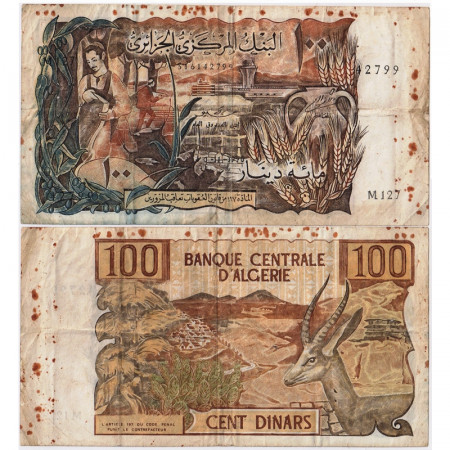 1970 * Billet Algérie 100 Dinars "Gazelle" (p128) TB