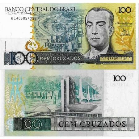 ND (1987) * Billet Brésil 100 Cruzados "Juscelino Kubitschek" (p211b) NEUF