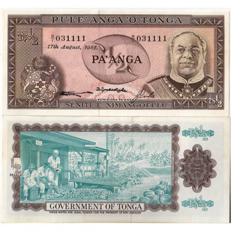 1982 * Billet Tonga 1/2 Pa'anga "King Tupou IV" (p18c) NEUF