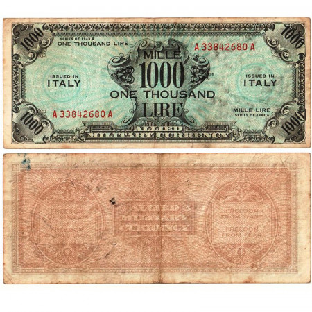 1943 A * Billet Italie 1000 AM Lire "Occupation Américaine - Bilingue" (A1165 pM23) prTTB