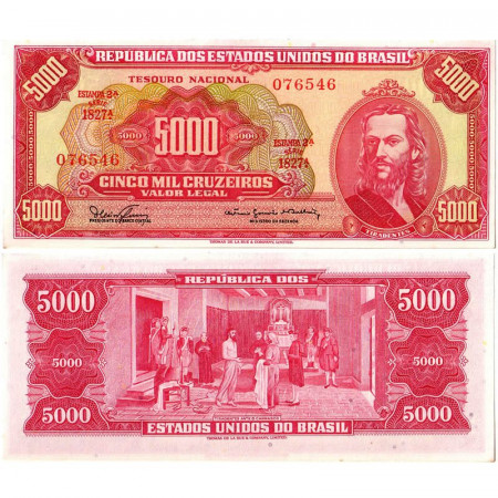 ND (1965) * Billet Brésil 5000 Cruzeiros "Banco Central - Tiradentes" (p182A) NEUF
