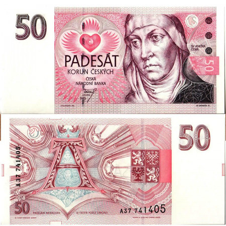 1993 * Billet République Tchèque 50 Korun "St. Agnes of Bohemia" (p4a) NEUF