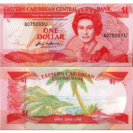 ND (1988-89) * Billet East Caribbean States 1 Dollar "Elizabeth II - U Anguilla" (p21u) NEUF