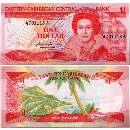 ND (1985-88) * Billet East Caribbean States 1 Dollar "Elizabeth II - A Antigua" (p17a) NEUF