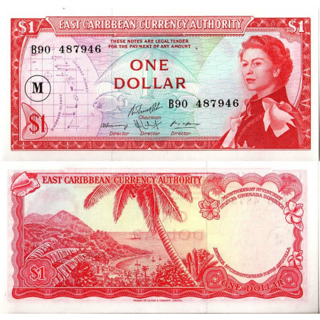 ND (1965) * Billet East Caribbean States 1 Dollar "M - Montserrat" (p13m) NEUF
