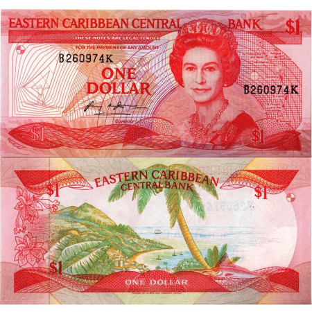 ND (1985-88) * Billet East Caribbean States 1 Dollar "Elizabeth II - K St. Kitts" (p17k) NEUF