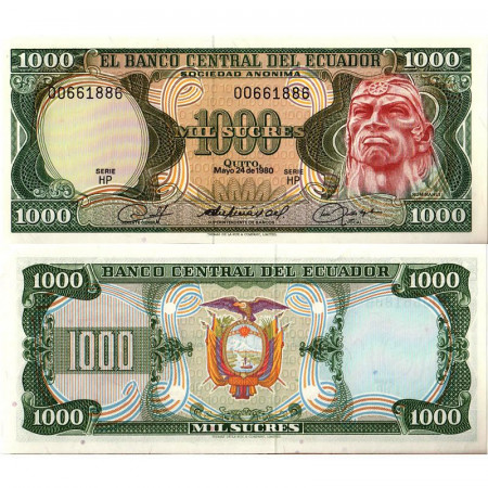 1980 * Billet Équateur 1000 Sucres "Rumiñahui" (p120b) NEUF