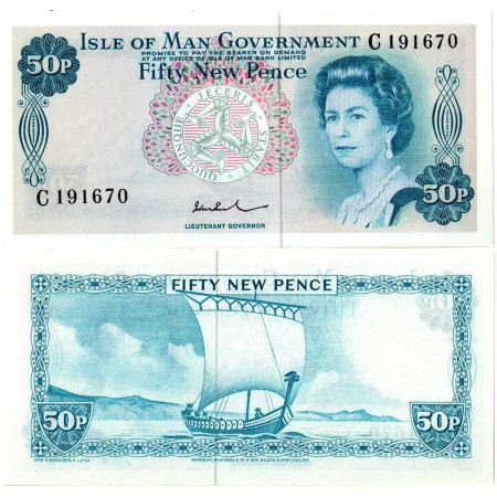 ND (1979) * Billet Île de Man 50 New Pence "Elizabeth II" (p28c) NEUF