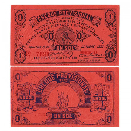 1921 * Billet Pérou 1 Sol "Indian" (pS604) prNEUF