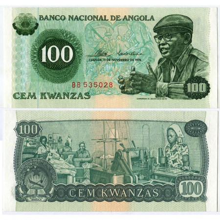 1976 * Billet Angola 100 Kwanzas "Dr. Agostinho Neto" (p111a) NEUF
