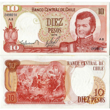 1976 * Billet Chili 10 Pesos "Bernardo O'Higgins" (p150b) prNEUF