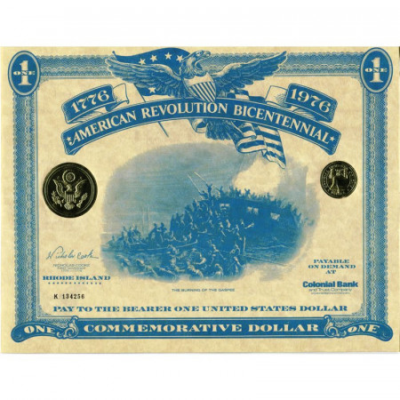 1976 * Billet États-Unis d'Amérique 1 Dollar Certificate "Rhode Island" (pX) NEUF