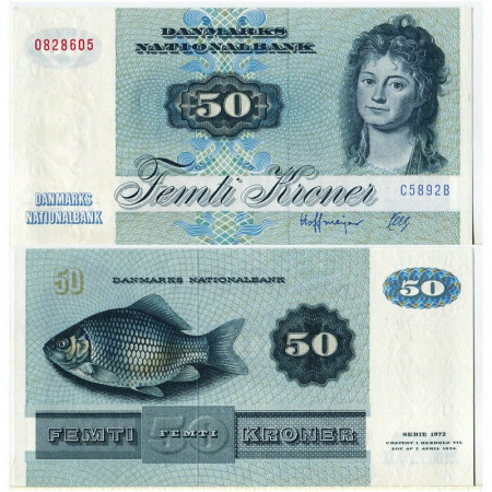 1989 * Billet Danemark 50 Kroner "Engelke Charlotte Ryberg" (p50h) NEUF