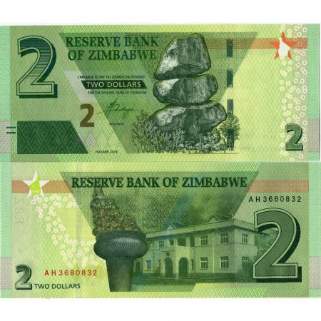 2019 * Billet Zimbabwe 2 Dollars "Chiremba Rocks" (pW101) NEUF