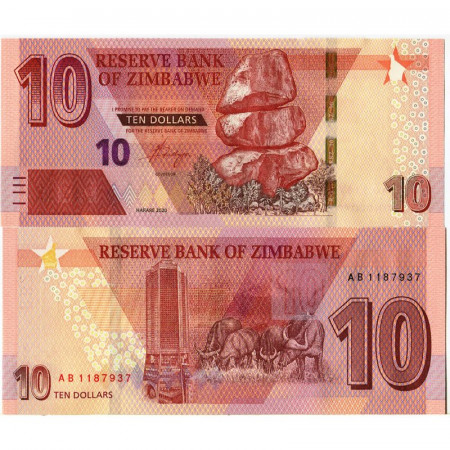 2020 * Billet Zimbabwe 10 Dollars "Chiremba Rocks" (pW103) NEUF