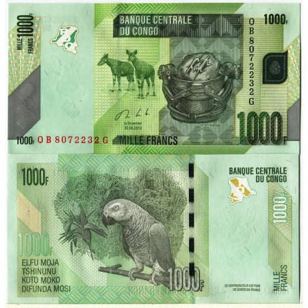 2013 * Billet Congo République Démocratique 1000 Francs "Kanioka Box" (p101b) NEUF