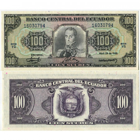 1986 * Billet Équateur 100 Sucres "Simòn Bolìvar" (p123) NEUF