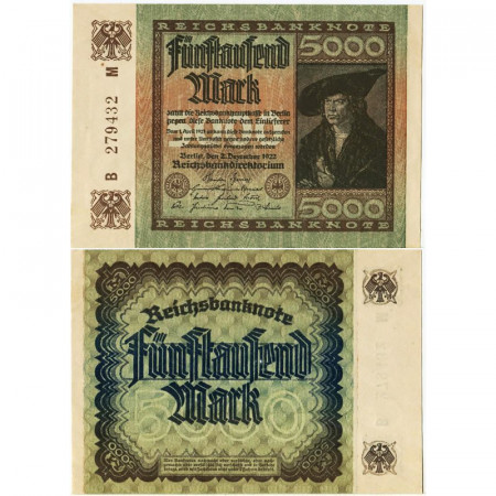 1922 * Billet Allemagne Weimar 5000 Mark "Reichsbanknote" (p81a) NEUF