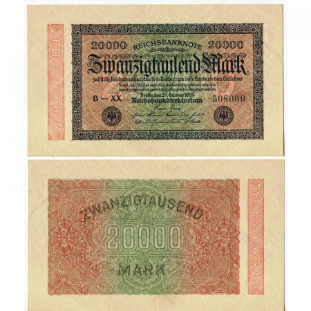 1923 * Billet Allemagne Weimar 20.000 Mark "Reichsbanknote" (p85d) prNEUF