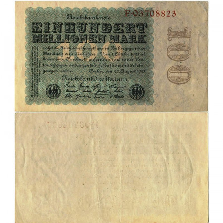 1923 * Billet Allemagne Weimar 100 Millions - 100.000.000 Mark "Reichsbanknote" (p107a) SUP+