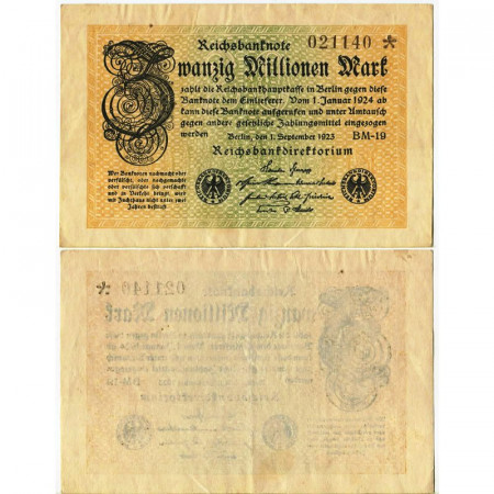 1923 * Billet Allemagne Weimar 20 Millions - 20.000.000 Mark "Reichsbanknote" (p108c) SUP+