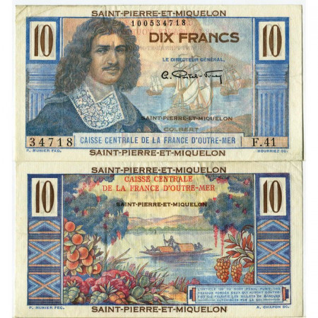 ND (1950-60) * Billet Saint Pierre et Miquelon 10 Francs "Jean-Baptiste Colbert" (p23) SUP+